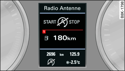 Cuadro de instrumentos: Parada del motor no disponible temporalmente